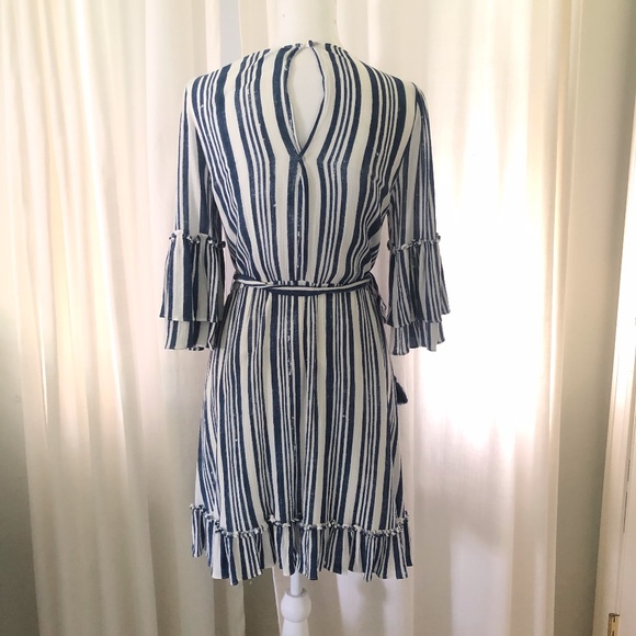 { Lulus } Blue Striped Ruffle Dress - Picture 3 of 6